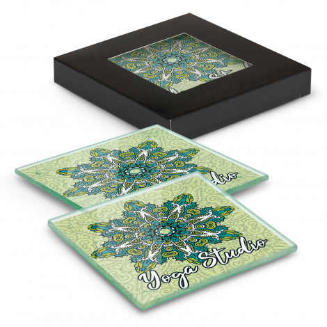 Venice Glass Coaster Set of 2 Square - Full Colour - Simply Merchandise