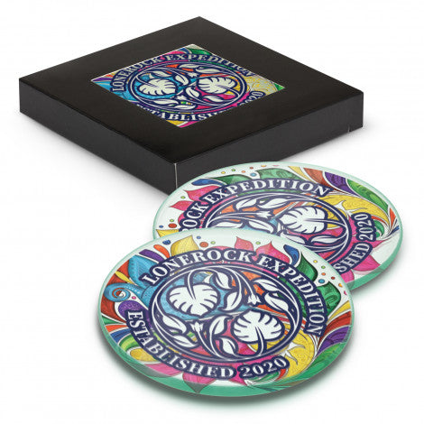 Venice Glass Coaster Set of 2 Round - Full Colour - Simply Merchandise