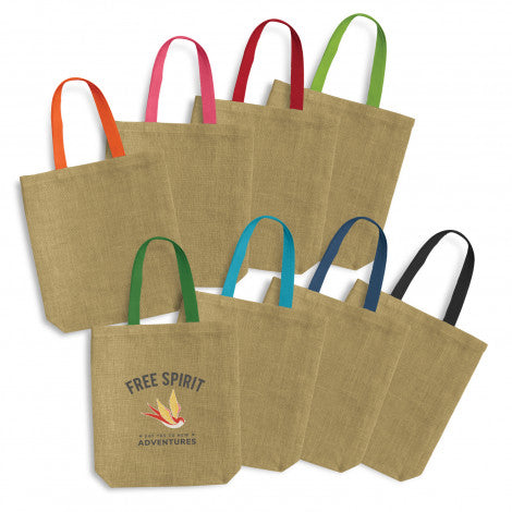 Thera Jute Tote Bag - Coloured Handles - Simply Merchandise