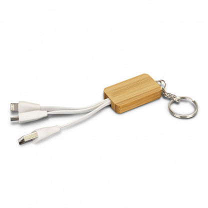 Bamboo Charging Cable Key Ring - Rectangle - Simply Merchandise