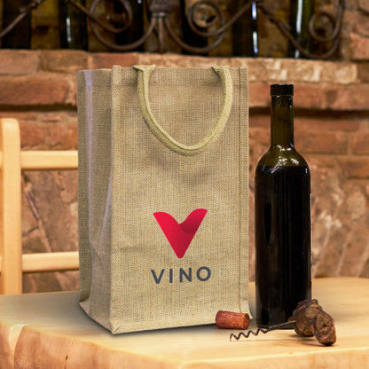 Jute Four Bottle Wine Carrier - Simply Merchandise