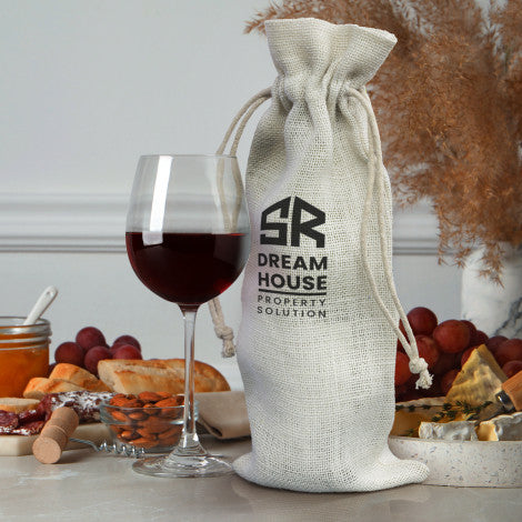 Jute Wine Drawstring Bag - Simply Merchandise