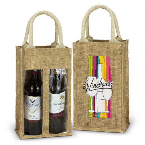 Serena Jute Double Wine Carrier - Simply Merchandise