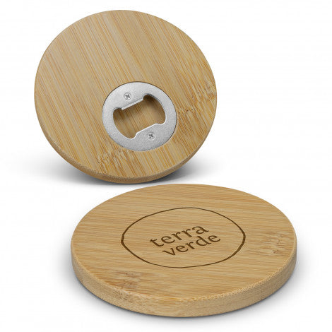 Bamboo Bottle Opener Coaster - Round - Simply Merchandise