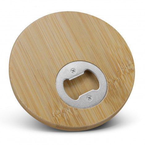 Bamboo Bottle Opener Coaster - Round - Simply Merchandise