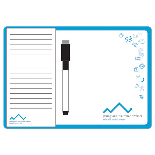 145 x 210mm Whiteboard Fridge Magnet with Notepad (B&W Notepad)