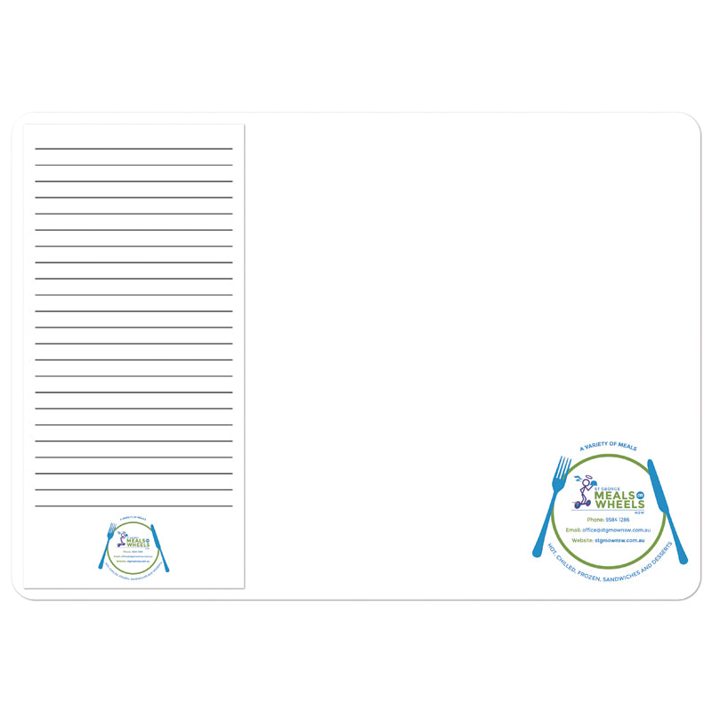 210 x 297mm Whiteboard Fridge Magnet with Notepad (B&W Notepad)